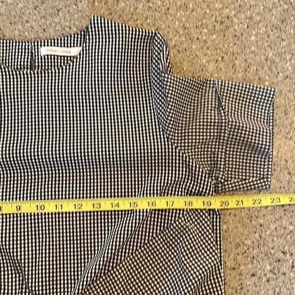 BISHOP + YOUNG Black & White Gingham Tie Front Short Sleeve Blouse - Picture 9 of 10